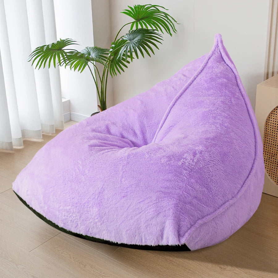 MAXYOYO Bean Bag Chairs for Adults, Giant Faux Fur Lazy Couch with Filler, Purple
