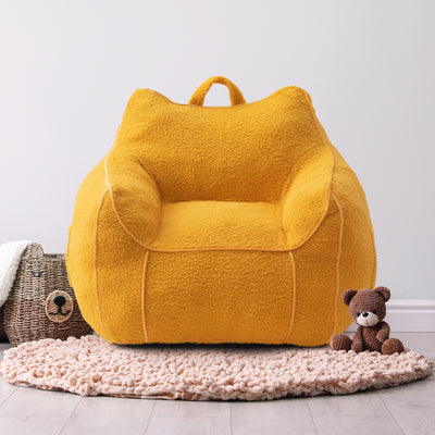 MAXYOYO Kids Bean Bag Chair, Sherpa Bean Bag Couch with Decorative Edges for children's room (Lemon Yellow)