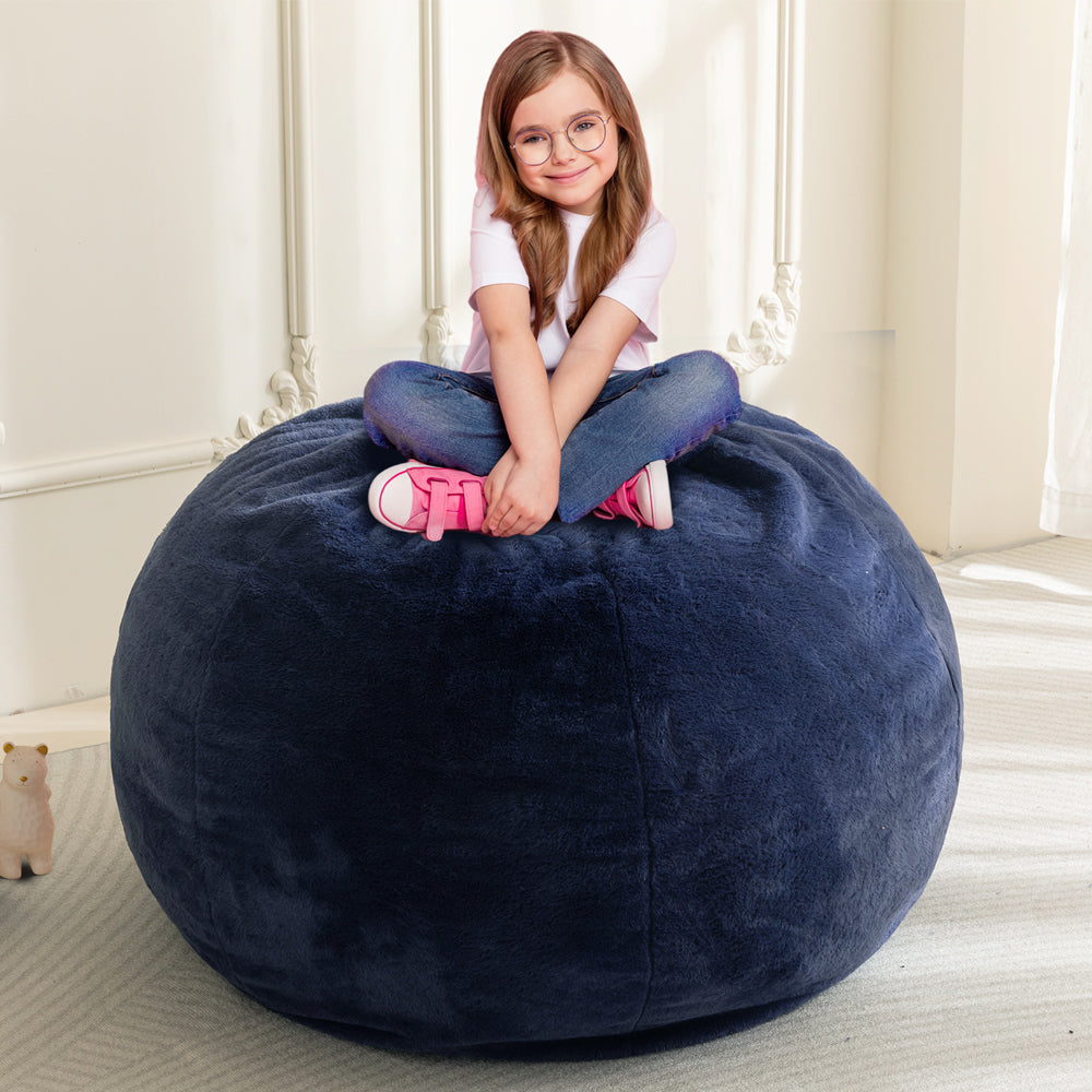 MAXYOYO 2-in-1 Kids Bean Bag Bed, Convertible Kids Bean Bag Chair to Bed, Floor Cushion (Blue)