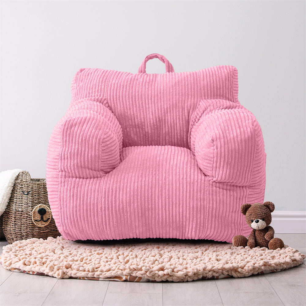 MAXYOYO Kids Bean Bag Chair, Corduroy Bean Bag Couch with Armrests for Children's Room (Pink)