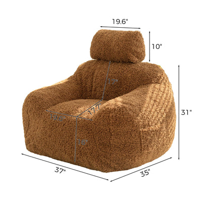 MAXYOYO Bean Bag Chair with Pillow, Wool Comfy Large Bean Bag Chair Couch for Reading and Gaming, Coffee