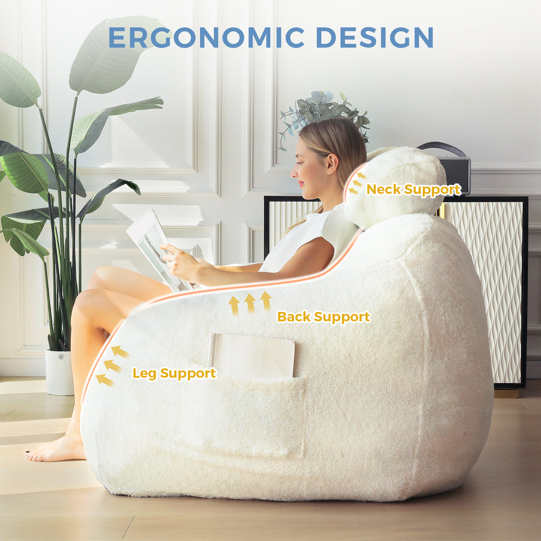 Fuzzy Comfy Giant Bean Bag Chair with Pillow Maxyoyo