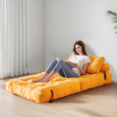 corduroy bean bag folding sofa#color_orange