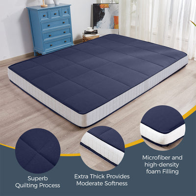 MAXYOYO 6" Extra Thick Square Floor Futon Mattress, Topper Mattress Pad, Navy