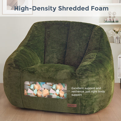 MAXYOYO Bean Bag Chair, Faux Fur Oversized Bean Bag Couch with High Backrest for Living Room, Bedroom, Apartment (Green)