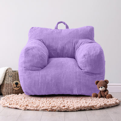 MAXYOYO Kids Bean Bag Chair, Corduroy Bean Bag Couch with Armrests for Children's Room (Dark Purple)