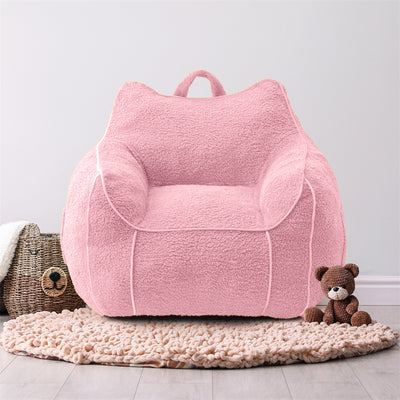 MAXYOYO Kids Bean Bag Chair, Sherpa Bean Bag Couch with Decorative Edges for children's room (Light Pink)