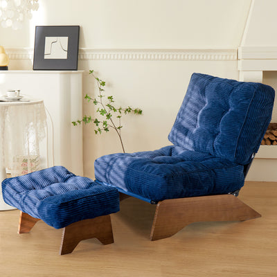 MAXYOYO Adjustable Accent Chair with Ottoman, Tufted Lounge Chair Set, Navy