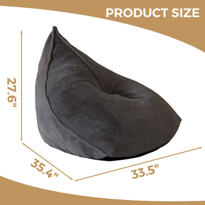 MAXYOYO Bean Bag Chairs for Adults, Giant Faux Fur Lazy Couch with Filler, Dark Grey