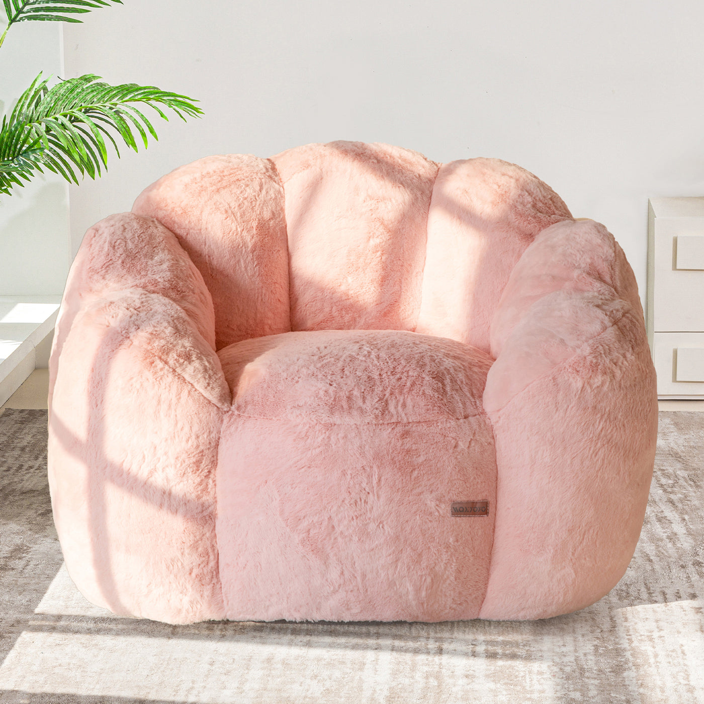 MAXYOYO Bean Bag Chair, Floral Shape Ultra Soft Faux Fur Petal Back Sofa for Adults, Single Size (Pink)