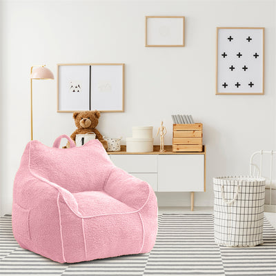 MAXYOYO Kids Bean Bag Chair, Sherpa Bean Bag Couch with Decorative Edges for children's room (Light Pink)