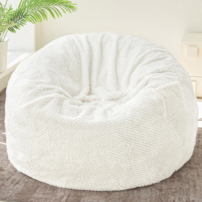 MAXYOYO Bean Bag Bed, BeanBag Chair to Velvet Bed with Faux Fur Printing Removable Cover for Living Room Bedroom, Beige