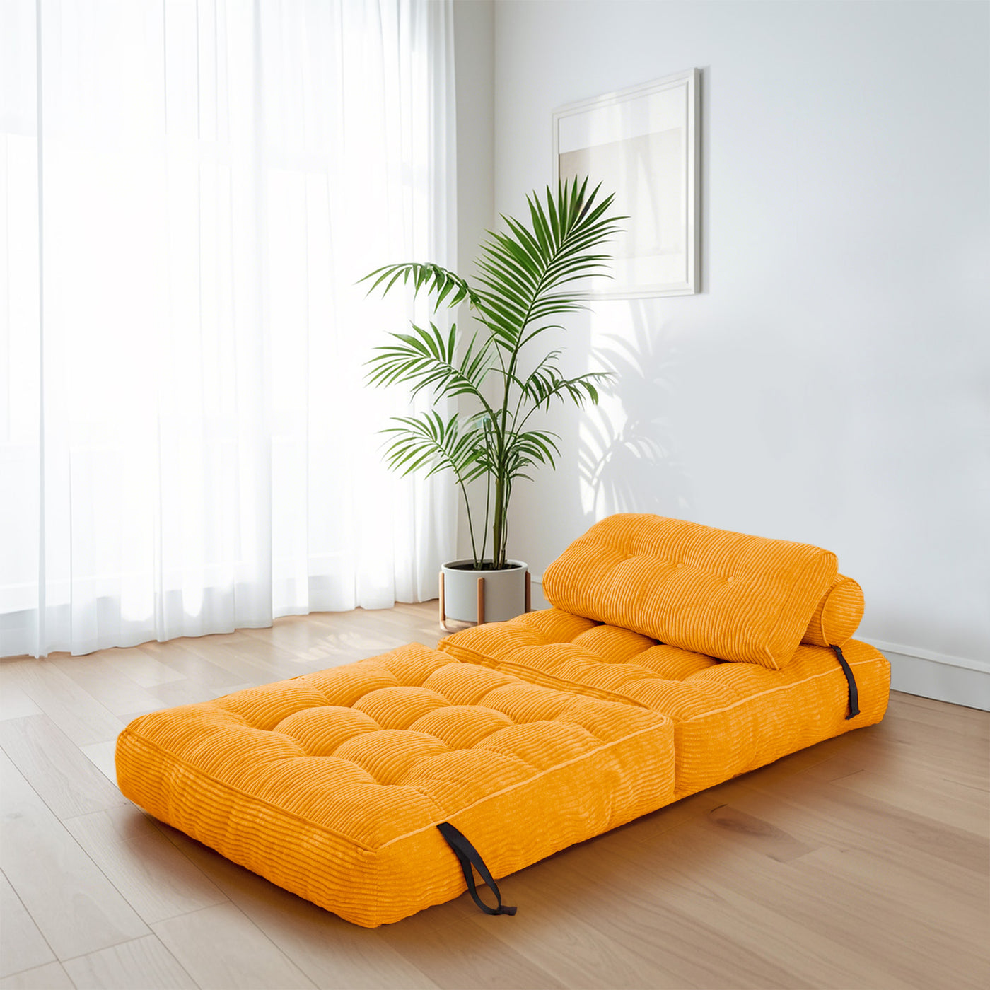 corduroy bean bag folding sofa#color_orange