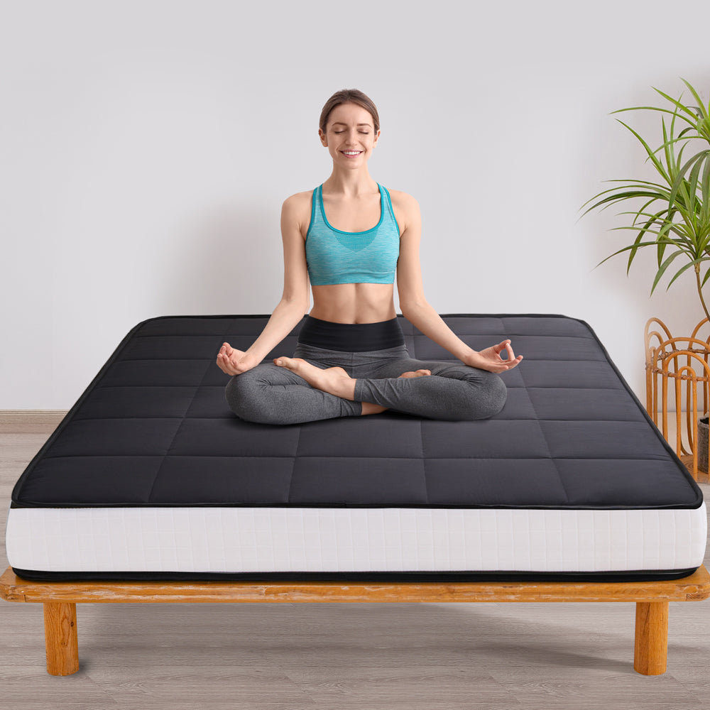 MAXYOYO 8" Futon Mattress,  Super Thick Square Floor Futon Mattress, Topper Mattress Pad, Black