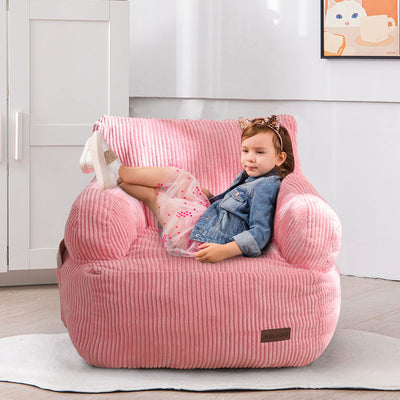 MAXYOYO Kids Bean Bag Chair, Stuffed Toddler Bean Bag Sofa with Filler Bean Bag Chair for Boys and Girls, Pink