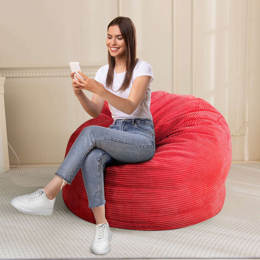 Giant Bean Bag Chair Bed for Adults, Convertible Beanbag Folds from Lazy  Chair to Floor Mattress Bed, Large Floor Sofa Couch, Big Sofa Bed,  High-Density Foam Filling, Machine Washable,Red,full 