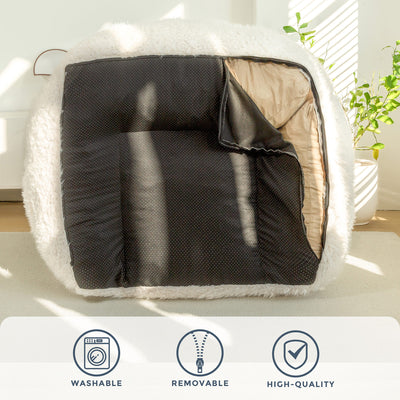 MAXYOYO Bean Bag Chair with Pillow, Fluffy Comfy Large Bean Bag Chair Couch for Reading and Gaming, Beige