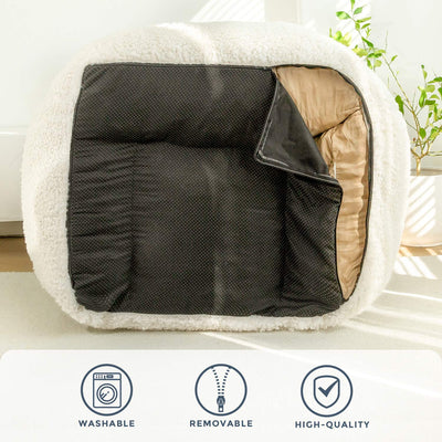 MAXYOYO Bean Bag Chair with Pillow, Wool Comfy Large Bean Bag Chair Couch for Reading and Gaming, Cream