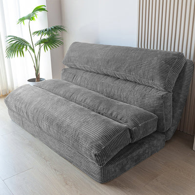 MAXYOYO Bean Bag Folding Sofa Bed, Corduroy Extra-Wide Fold Full Floor Mattress, Grey