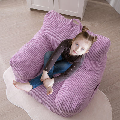 MAXYOYO Kids Bean Bag Chair, Corduroy Bean Bag Couch with Armrests for Children's Room (Purple)