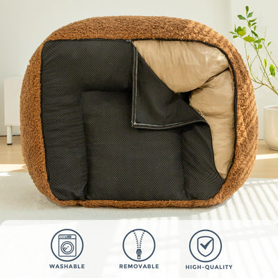 MAXYOYO Bean Bag Chair with Pillow, Wool Comfy Large Bean Bag Chair Couch for Reading and Gaming, Coffee