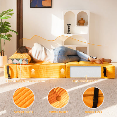 MAXYOYO Folding Sofa Bed, Convertible Sofa Bed with High-Density Support Foam for Living Room Bedroom, Orange