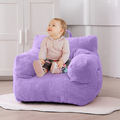 MAXYOYO Kids Bean Bag Chair, Corduroy Bean Bag Couch with Armrests for Children's Room (Dark Purple)