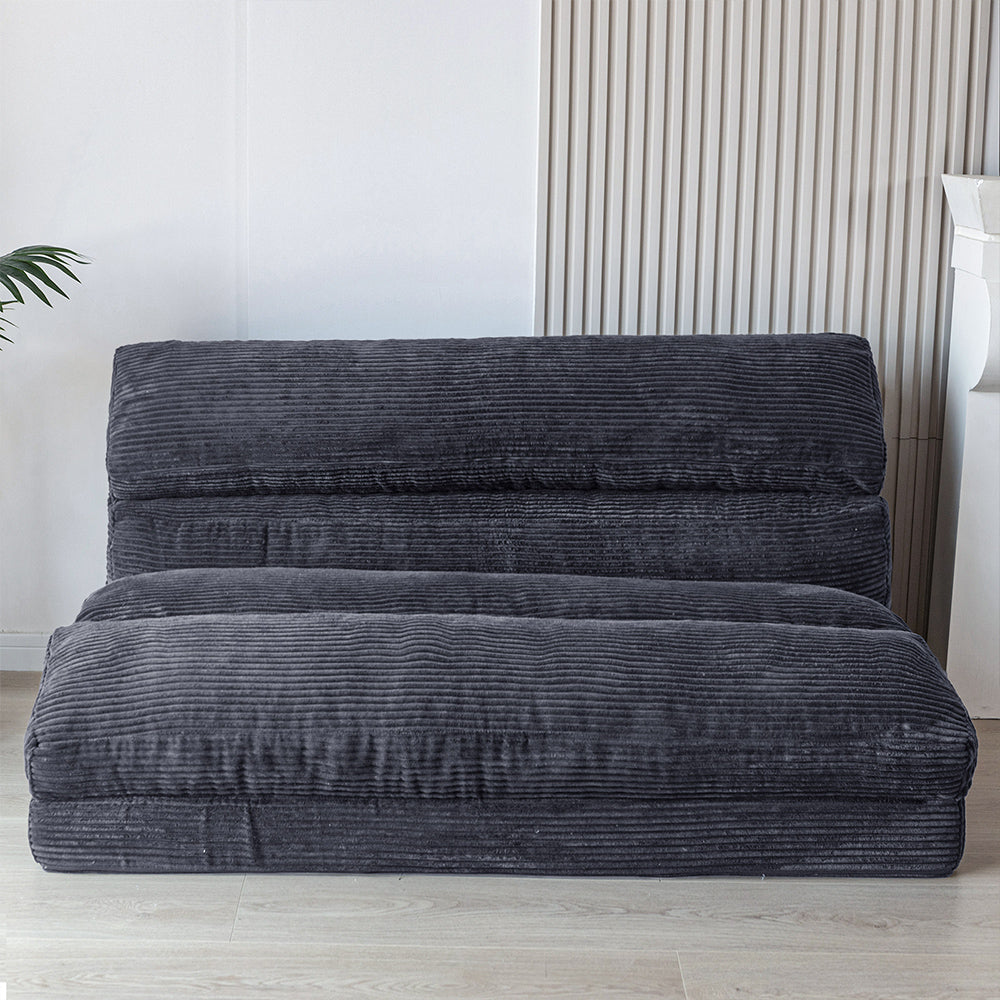 MAXYOYO Bean Bag Folding Sofa Bed, Corduroy Extra-Wide Fold Full Floor Mattress, Dark Grey
