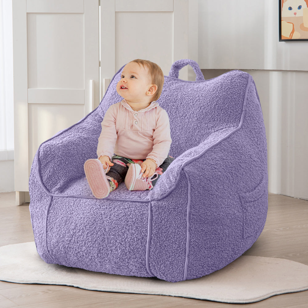 MAXYOYO Kids Bean Bag Chair, Sherpa Bean Bag Couch with Decorative Edges for children's room (Purple)