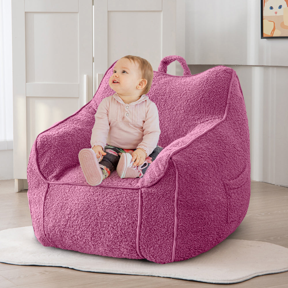 MAXYOYO Kids Bean Bag Chair, Sherpa Bean Bag Couch with Decorative Edges for children's room (Pink)
