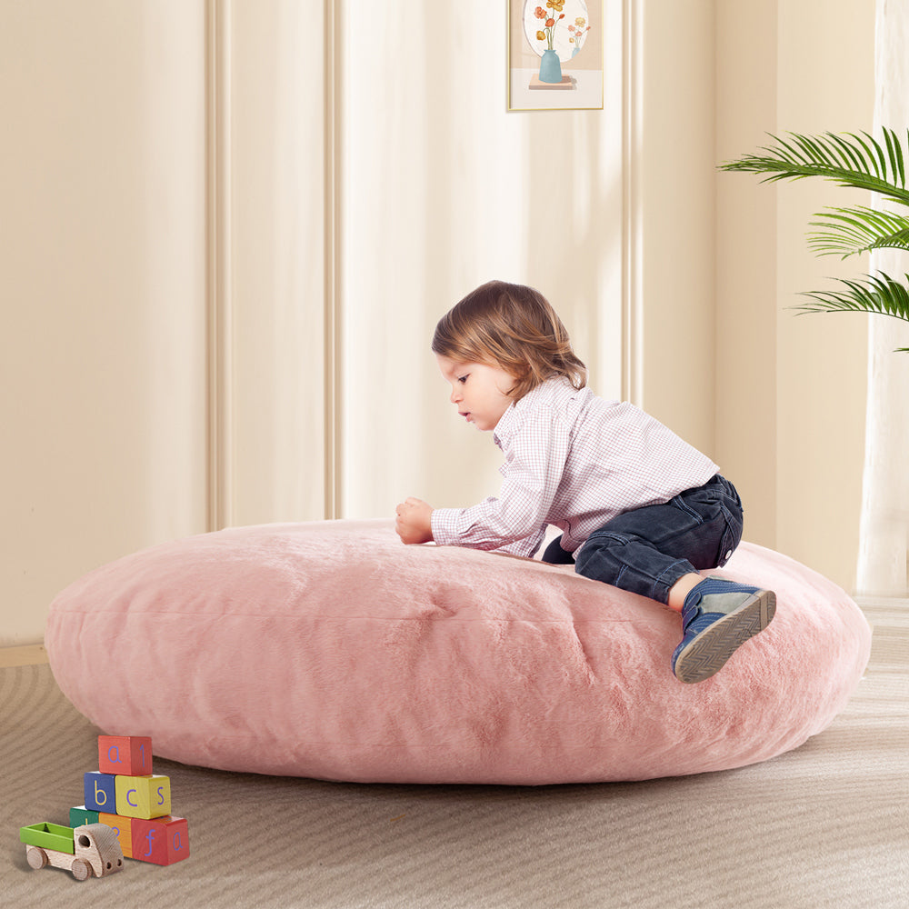 MAXYOYO 2-in-1 Kids Bean Bag Chair, Convertible Kids Bean Bag into Floor Bed (Pink)