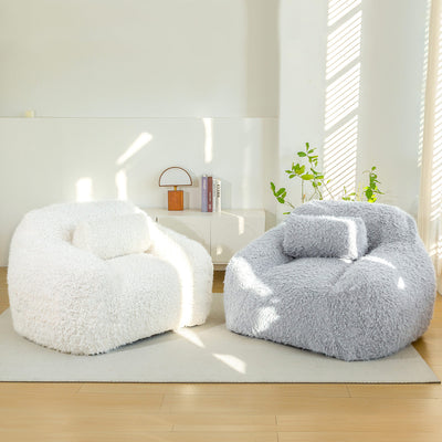 MAXYOYO Bean Bag Chair with Pillow, Fluffy Comfy Large Bean Bag Chair Couch for Reading and Gaming, Beige