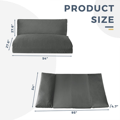 MAXYOYO Bean Bag Folding Sofa Bed, Velvet Floor Sofa with Washable Cover for Adults, Dark Grey