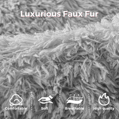 MAXYOYO Bean Bag Bed, Giant Round Floor Mattress Faux Fur Flower Shaped Movie Mattress, Grey