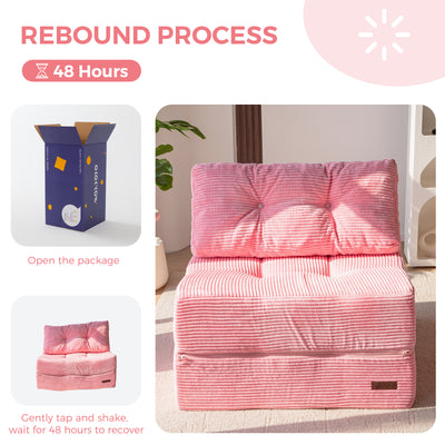 MAXYOYO Folding Sofa Bed, Convertible Sofa Bed with High-Density Support Foam for Living Room Bedroom, Pink