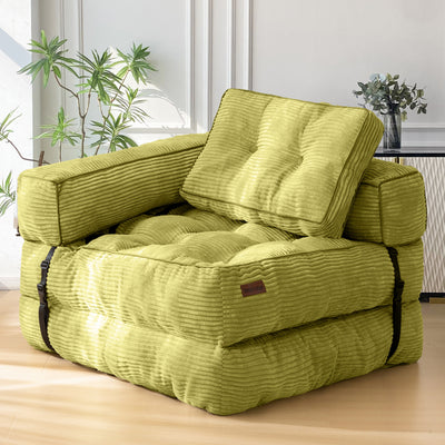 MAXYOYO Folding Sofa Bed, L-Shaped Convertible Sofa Bed with Armrest Foldable Sleeper Sofa, Green