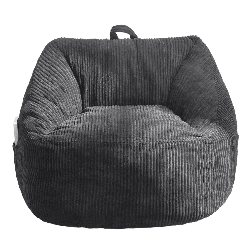 MAXYOYO Kids Bean Bag Chair, Corduroy Bean Bag Couch with Handle and Pocket for Gaming Reading Relaxing, Dark Grey