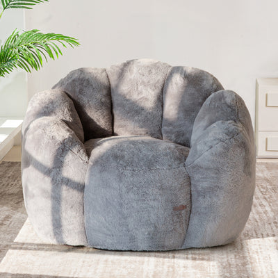 MAXYOYO Bean Bag Chair, Floral Shape Ultra Soft Faux Fur Petal Back Sofa for Adults, Single Size (Dark Grey)