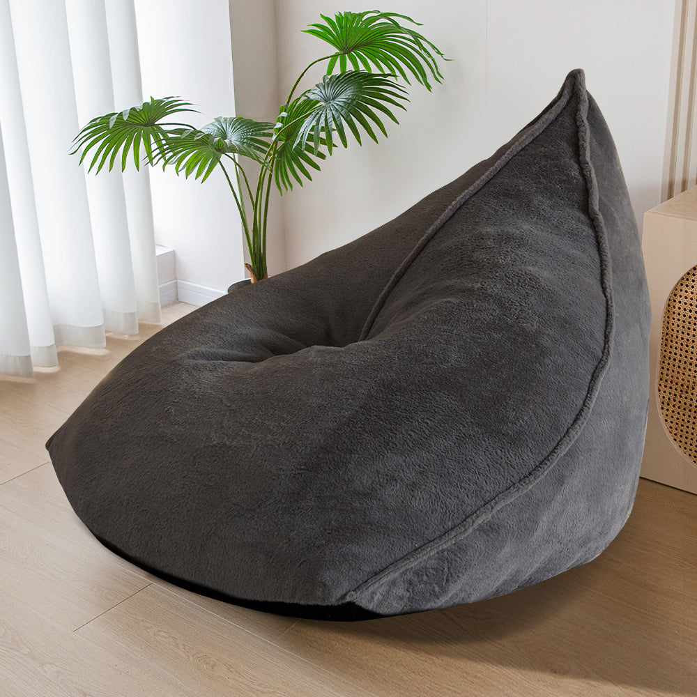 MAXYOYO Bean Bag Chairs for Adults, Giant Faux Fur Lazy Couch with Filler, Dark Grey