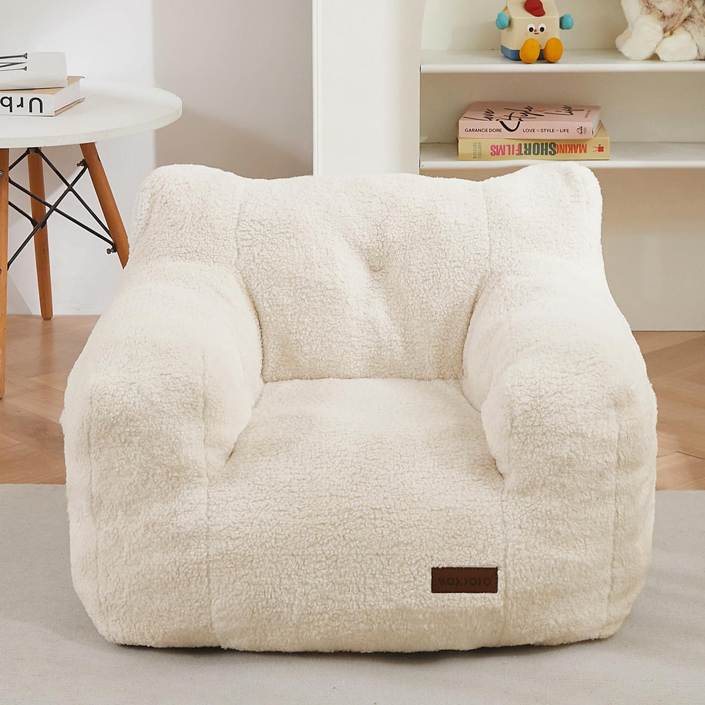 MAXYOYO Kids Sherpa Bean Bag Chair, Teddy Lazy Sofa for Girls and Boys,  Beige