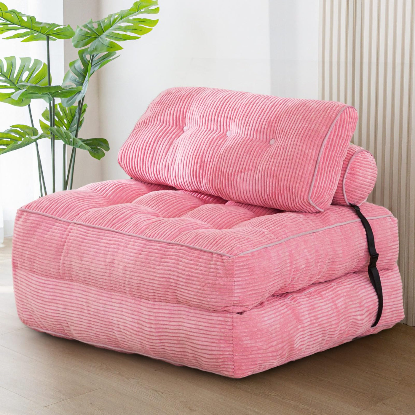 corduroy bean bag folding sofa#color_pink