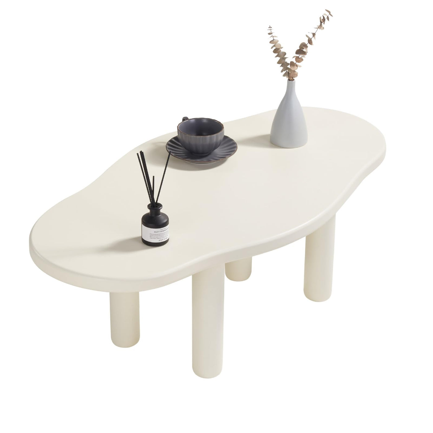 MAXYOYO Cloud Coffee Table - Cute Coffee Table - Irregular Shape Coffee Table with 4 Legs, White