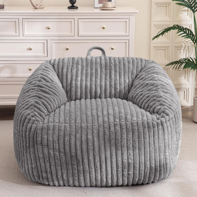 MAXYOYO Bean Bag Chair, Floor Sofa with Handle and Pocket for Living Room, Grey