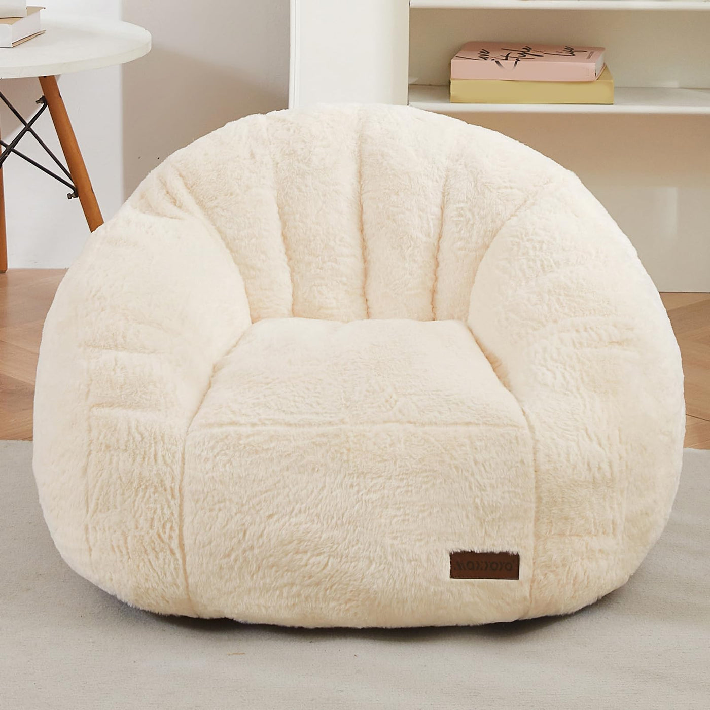 MAXYOYO Bean Bag Chair for Kids, Shell Shaped Bean Bag Couch for Boys and Girls, Beige