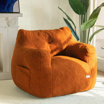 MAXYOYO Bean Bag Chair, Tufted Bean Bag Chair with Boucle Fabric, Comfy Lazy Sofa with Filler for Adults Teens, Coffee