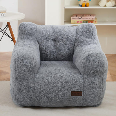 MAXYOYO Kids Sherpa Bean Bag Chair, Teddy Lazy Sofa for Girls and Boys,  Grey