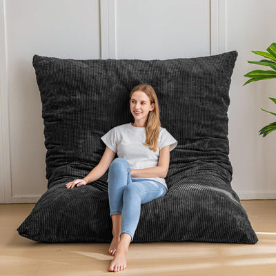 MAXYOYO 3 in 1 Bean Bag Chair, Giant Pillow Lounger for Livingroom Bedroom, Black