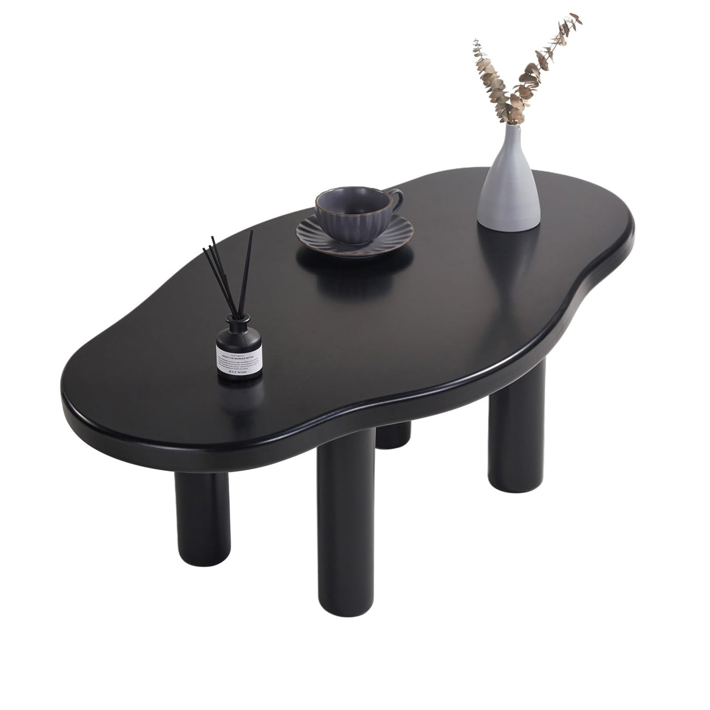 MAXYOYO Cloud Coffee Table - Cute Coffee Table - Irregular Shape Coffee Table with 4 Legs, Black