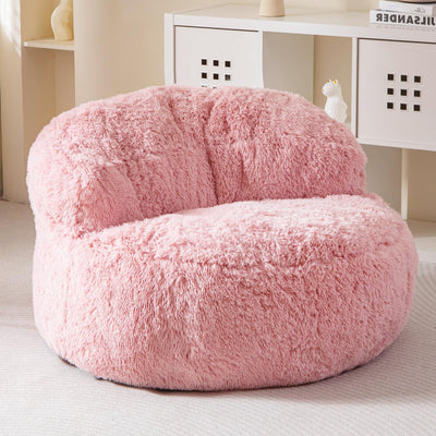 MAXYOYO Giant Bean Bag Chair, Faux Fur Bean Bag Couch for Adults, Accent Chair with Pocket, Pink