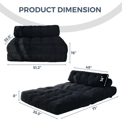 corduroy bean bag folding sofa#color_black